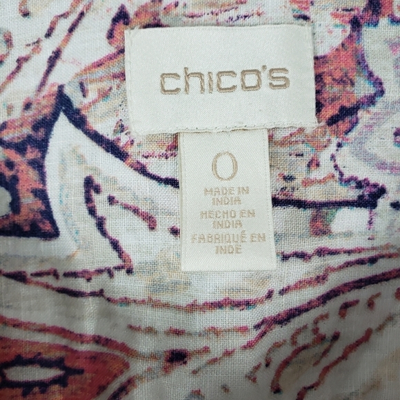 Chico's linen Paisley zippered 3/4 sleeve jacket - Picture 3 of 7